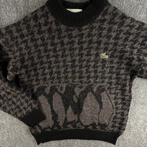 VTG Lacoste Penguins Knit Wool Blend Sweater Size 4 Small Houndstooth Mock Neck